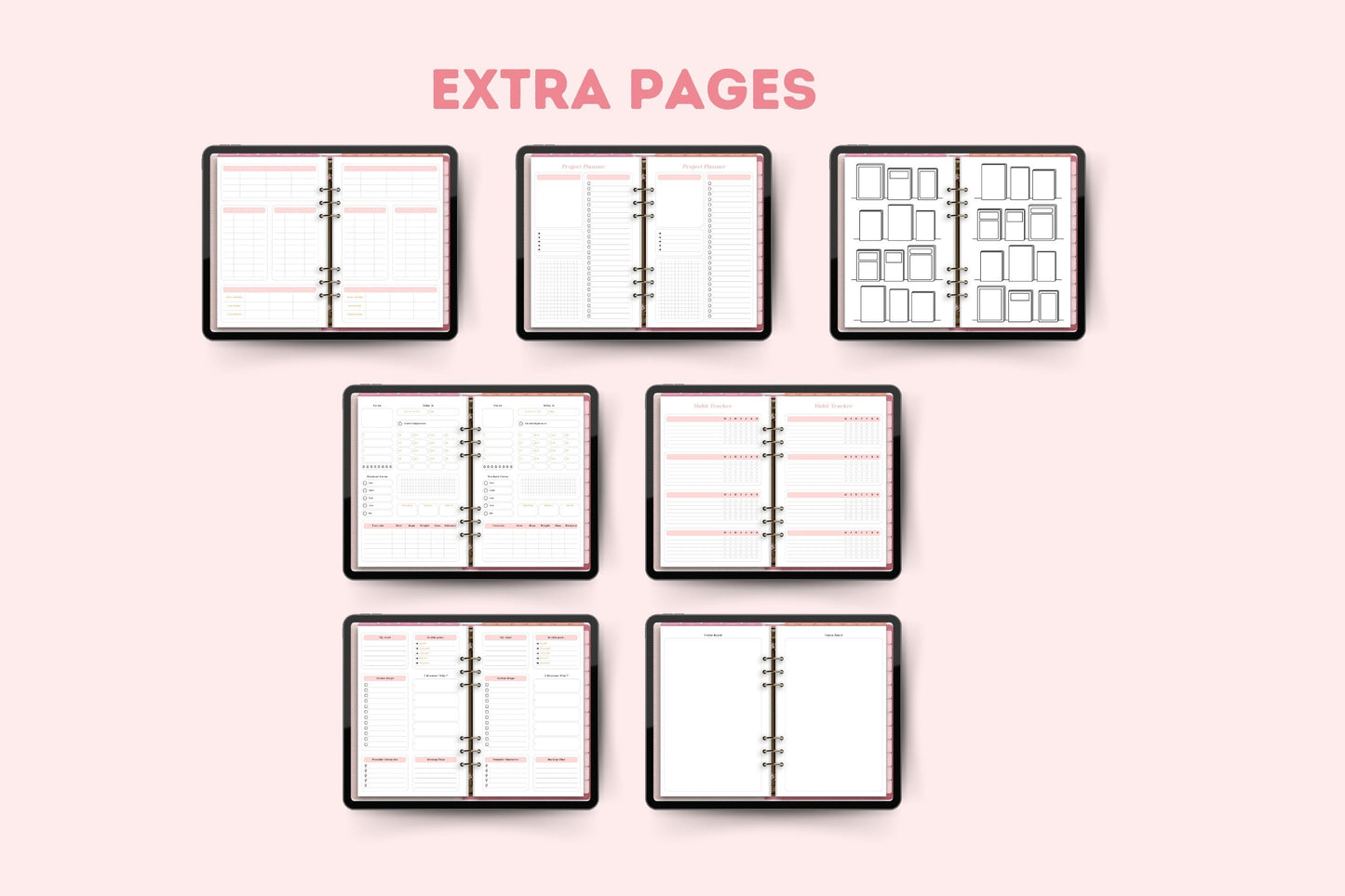 Retro Pink 2024 Horizontal Dated Hyperlinked Digital Planner