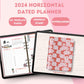 Retro Pink 2024 Horizontal Dated Hyperlinked Digital Planner