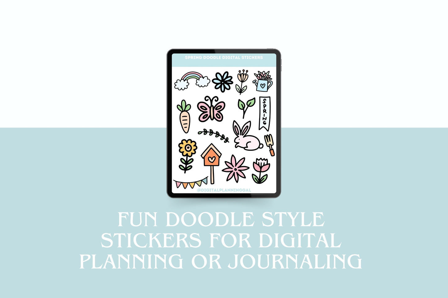 Spring Doodle Digital Planner Stickers, Goodnotes Digital Planner Stickers, Spring Digital Stickers